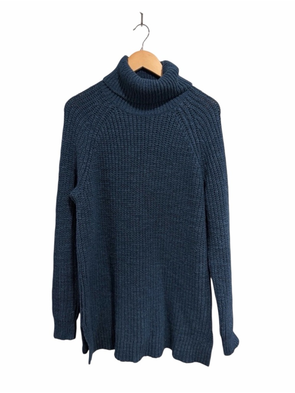 Lauren Ralph Lauren Blue Turtleneck Chunky Rib Knit Sweater Long Sleeves